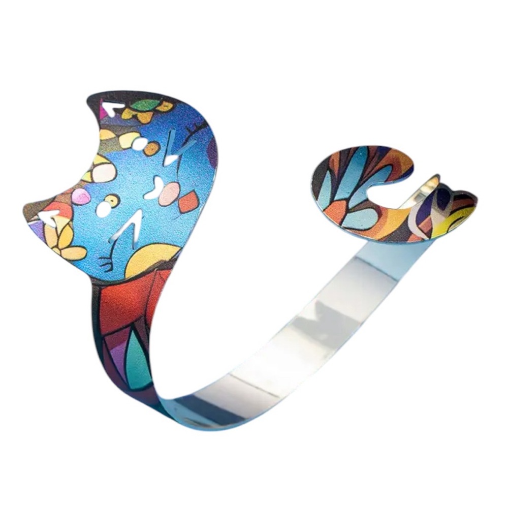 Colorful Cat Adjustable Cuff Bracelet - Picture 2 of 3